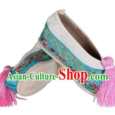 Thousand Layer Bottom Inner Heightened Magnolia Flower Opera Embroidered Shoes Huadan Tsing Yi Colored Shoes Chinese Style Ancient Style Yue Opera Peking Opera