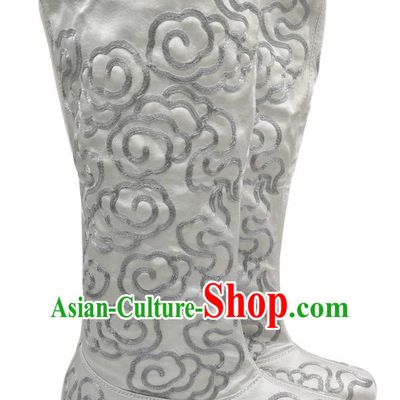 High Boots Opera High Top Samurai Boots Embroidered Flat Facing Boots