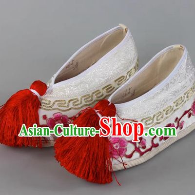 Thousand Layer Bottom Inner Heightened Plum Blossom Embroidered Shoes Huadan Color Shoes Miss Xiaodan Hook Gold Cloth Shoes Female Handmade