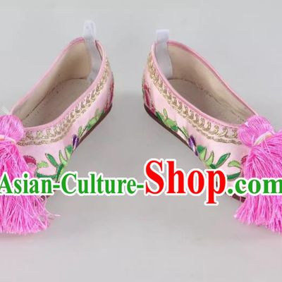 Embroidered Shoes Opera Color Shoes Cowhide Flat Classical Dance Huadan Shoes Stage Performance Women Shoes