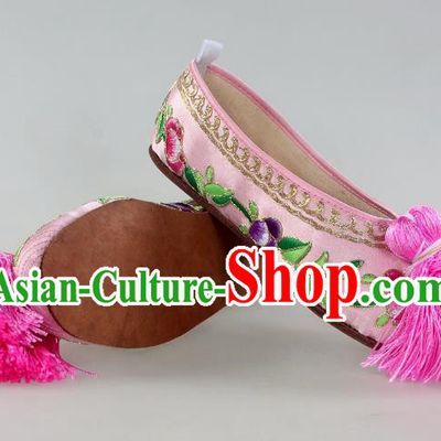Embroidered Shoes Opera Color Shoes Cowhide Flat Classical Dance Huadan Shoes Stage Performance Women Shoes