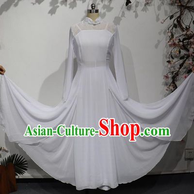 Modern Dance Xunshan Line Dance Performance Costume Performance Costume White Dress Elegant Skirt Women Group Dance