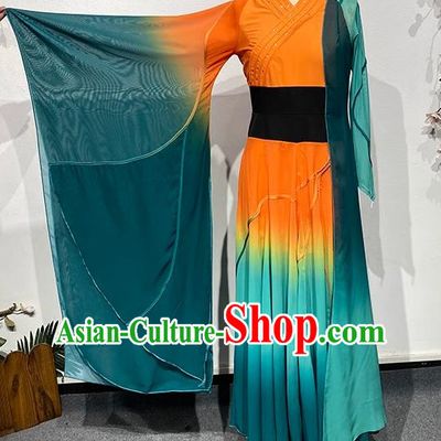 China Classical Han and Tang Orange Ode Wide Sleeved Dance Costumes for The Thirteenth Lotus Award Art Examination Practice Costumes