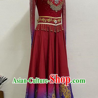 Art Test China Xinjiang Clothing Self Cultivation Big Skirt Uyghur Dance Practice Art Test Performance Dance Clothes