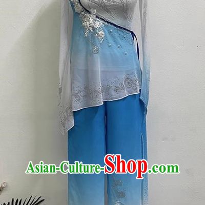 Light Blue Yangko Dance Solo Dance Performance Clothing Jiaozhou Fan Dance Art Test Practice Performance Clothing