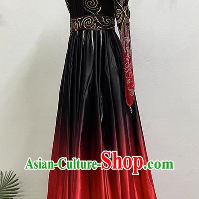 Art Test Big Skirt Ethnic Performance Costume China Mongolian Dance Art Test Practice Elegant Big Swing Costume