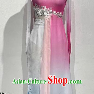 China Classical Yangko Fan Dance Peach Blossom Laugh Performance Costume Art Examination Practice Costume Play Fox Dance Student Performance Costume