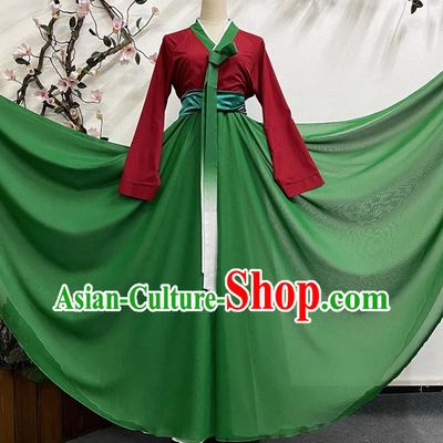 Red and Green Korean Dance Praying for Style Group Dance Big Skirt Students Stage National Performance Costumes