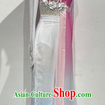 China Classical Yangko Fan Dance Peach Blossom Laugh Performance Costume Art Examination Practice Costume Play Fox Dance Student Performance Costume