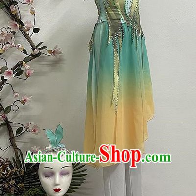 Taoli Cup National Folk Dance Green Dance Women Solo Dance Performance Costume Practice Art Examination Performance Costume