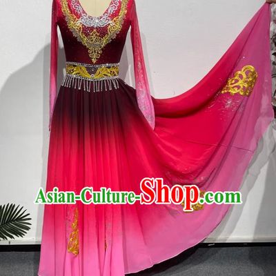 Wu Er Uyghur China Xinjiang Dance Costume National Performance Costume Art Test Practice Elegant Large Skirt