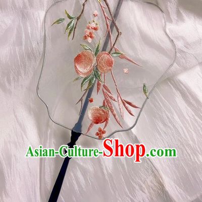 Handmade Flying Fairy Fan Embroidered Black Sandalwood Shaped Retro Fan Hanfu Ancient Style