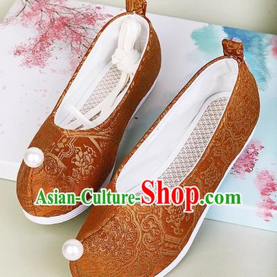 Hanfu Shoes Ancient Style Flat Heel Round Toe Soft Sole Shoes Ming Horse Face Ancient Costume Women Cloth Shoes