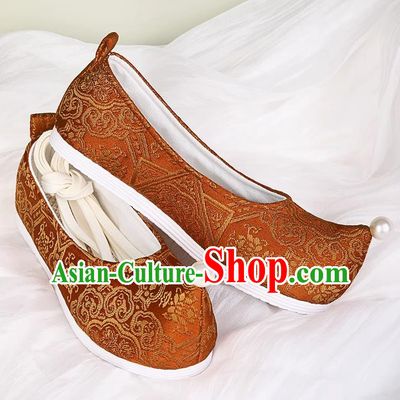 Hanfu Shoes Ancient Style Flat Heel Round Toe Soft Sole Shoes Ming Horse Face Ancient Costume Women Cloth Shoes