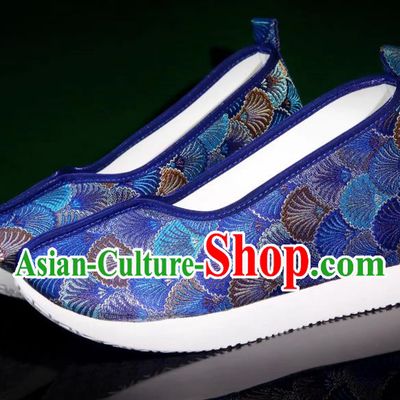 Brocade Satin Hanfu Shoes Women Inner Heightening Round Toe Shallow Mouth Ancient Cloth Shoes