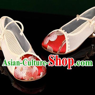 Head Turned Hanfu Shoes Brocade Green Ancient Cloth Shoes