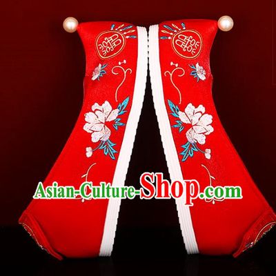 Red Bride Xiuhe Wedding Shoes Embroidered Hanfu Shoes