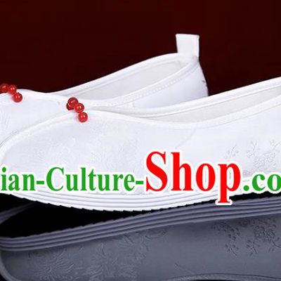 Brocade Plum Orchid Bamboo Silk Jacquard Hanfu Shoes Women Ancient Cloth Shoes