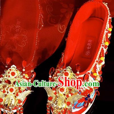 Xiuhe Wedding Shoes Zhenghong Phoenix Customized Chinese Style Bridal Embroidered Shoes