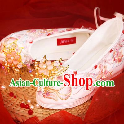 Hanfu Shoes With Heightened Embroidery Flower Shoes Cloth Shoes