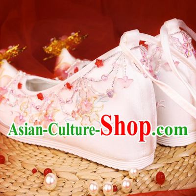 Hanfu Shoes With Heightened Embroidery Flower Shoes Cloth Shoes