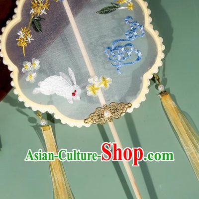 Group Fan Ancient Fan Chinese Style Double Sided Embroidery Round Ancient Hanfu Cheongsam Dance Fan Su Embroidery Streamer