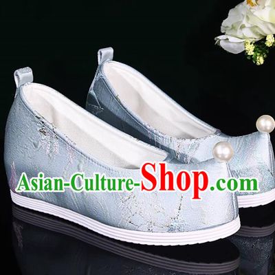 Hanfu Shoes Ink Painting Hand Embossed Raised Toe Cloth Shoes
