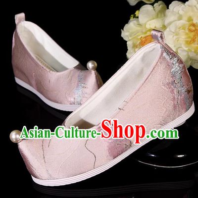 Hanfu Shoes Ink Painting Hand Embossed Raised Toe Cloth Shoes