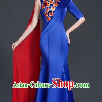 Chinese Design High End Mermaid Evening Dress Guzheng Adult Chorus Clothing Annual Meeting Dress Catwalk Costume