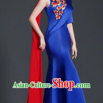 Chinese Design High End Mermaid Evening Dress Guzheng Adult Chorus Clothing Annual Meeting Dress Catwalk Costume