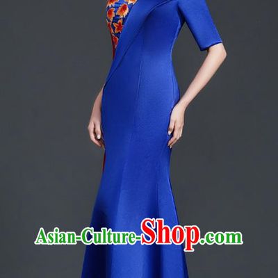 Chinese Design High End Mermaid Evening Dress Guzheng Adult Chorus Clothing Annual Meeting Dress Catwalk Costume