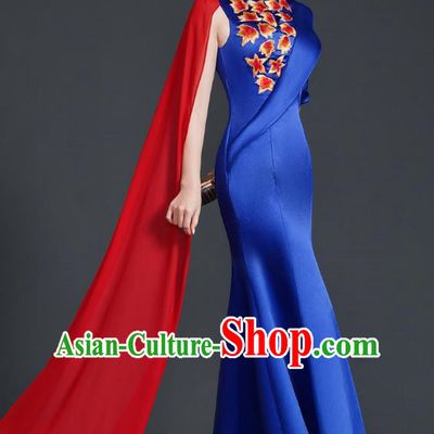 Chinese Design High End Mermaid Evening Dress Guzheng Adult Chorus Clothing Annual Meeting Dress Catwalk Costume