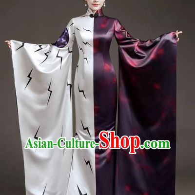 Chinese Design High End Catwalk Costume Model Exaggerated Big Sleeve Host Dress Mermaid