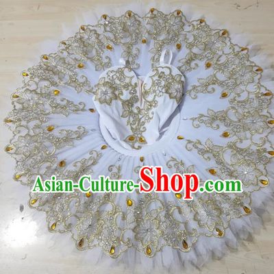White Girls Professional Ballet Skirt Dance Costume Children Swan Lake Performance Costume Tutu Skirt Children Little Swan Tutu Skirt