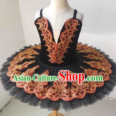 Ballet Skirt Children Black Swan Lake Dance Girl Little Swan Pettiskirt Ballet Tutu Costume