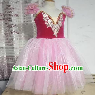 Pink Professional Ballet Skirt Children Long Costumes Adult Women Suspenders Fluffy Gauze Skirt Children Swan Dancing Dance Skirt