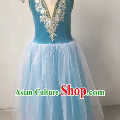 Blue Professional Ballet Skirt Children Long Performance Costume Adult Female Suspenders Fluffy Gauze Skirt Children Swan Dance Skirt