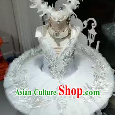 Girls Ballet Dance Skirt Children Professional Ballet Performance Costume Swan Lake TUTU Skirt Fluffy Little Swan