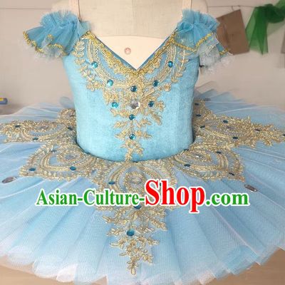 Ballet Skirt Children Performance Costume Gold Velvet Swan Lake Professional TUTU Little Swan Fluffy Sling Gauze Skirt