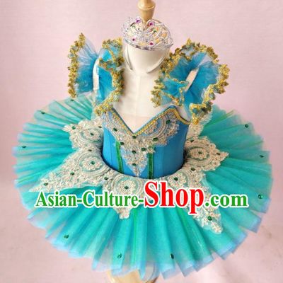 Ballet Skirt Children Costumes Swan Lake Tutu Skirt Sling Gauze Skirt Blue Green Little Swan Dance Tutu Skirt