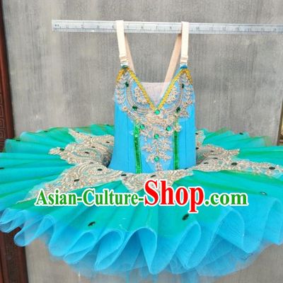 Ballet Skirt Children Costumes Swan Lake Tutu Skirt Sling Gauze Skirt Blue Green Little Swan Dance Tutu Skirt