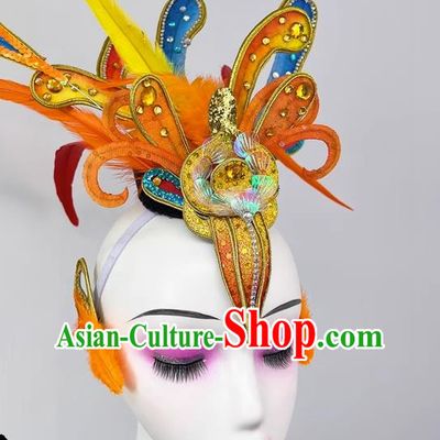 Chinese Dance Drama Crested Ibis Dance Dance Performance Feather Three Dimensional Headdress Children Performance Stage Performance Dance Hair Accessories Catwalk Show