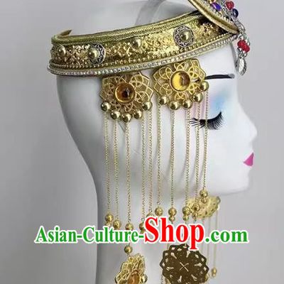 Mongolian Minority Dance Performance Art Examination Supplies Headdress Heavy Industry Long Tassel Forehead Decoration