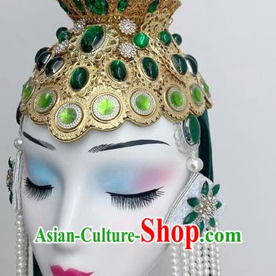 Mongolian Hair Band Tassel Style Art Test National Top Bowl Dance Children Dance Hair Accessories Top Bowl Hat With Rack Top Bowl Headdress