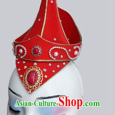 Mongolian Dance Hair Band Headdress Art Examination Performance Stage Accessories National Wind Red Hair Accessories High Hat
