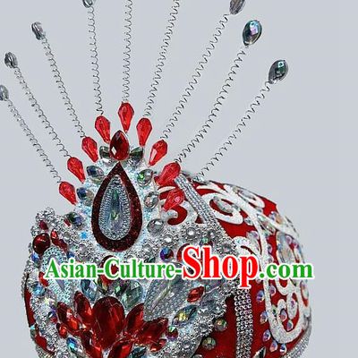 Uighur Dance Headdress Xinjiang Four Corner Small Flower Hat Blooming Ethnic Art Test Performance Adult Hat Ethnic Hat Braid Hat