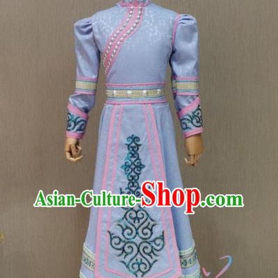 White Children Mongolian Dance Costume Happy Sunshine Girl Solo Mongolian Costume Female Skirt