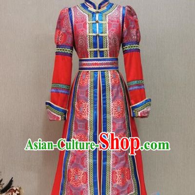 Female Mongolian Robe National Style Host Singing and Dancing Catwalk Mongolian Life Clothing