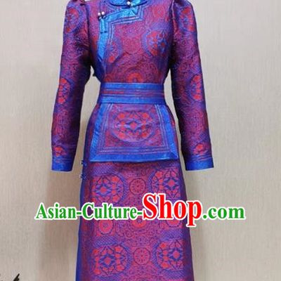Female Mongolian Robe National Style Host Singing and Dancing Catwalk Mongolian Life Clothing