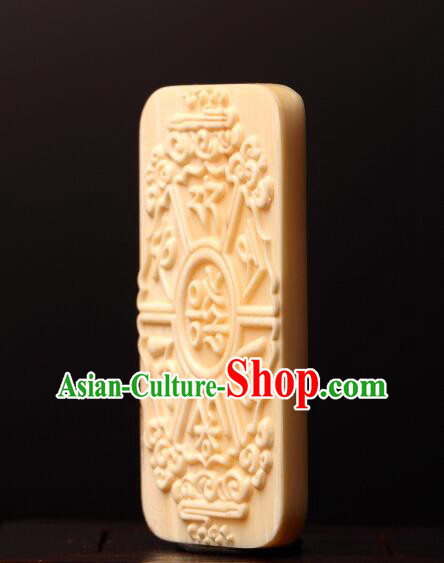 Chinese Microscopic Carving Ivory Sculpture Om Mani Padme Hum Pendant
